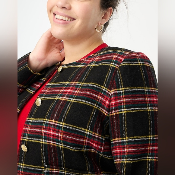 Stewart tartan wool-blend lady jacket - Picture 3 of 9
